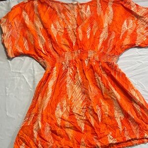 Orange Patterned Women's Top (Beach Cover up)